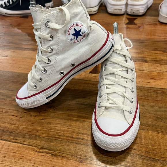 Converse All Star White Canvas High-Tops - Picture 1 of 8